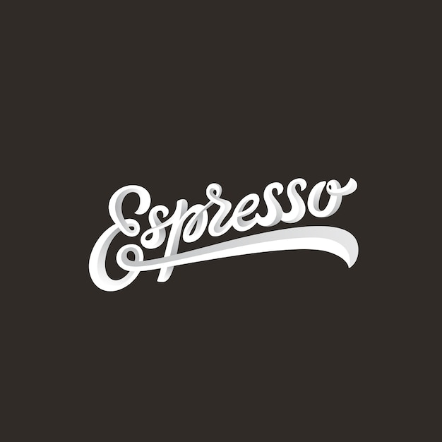 Free vector espresso lettering calligraphic vintage design  composition
