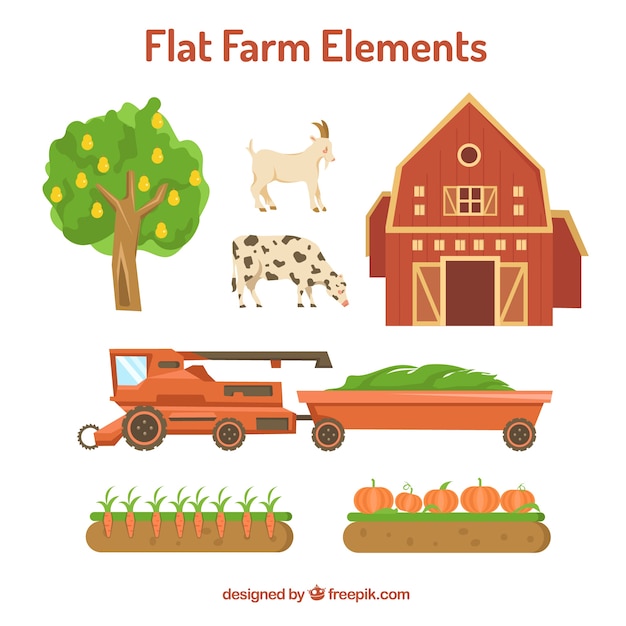 Free vector essential farm element collection