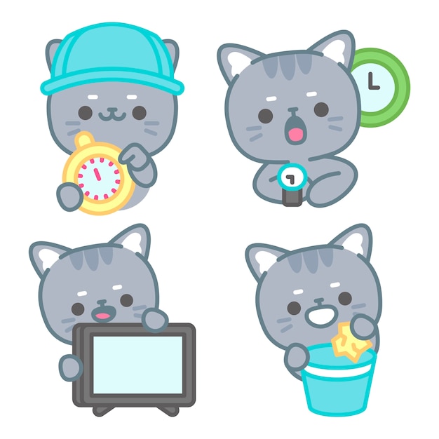 Essentials stickers collection with tomomi the cat