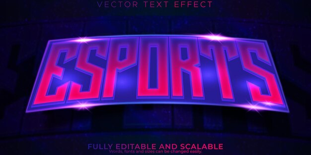 Free vector essport text effect editable gamer and neon text style