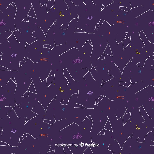 Estampado colorido del horóscopo dibujado a mano