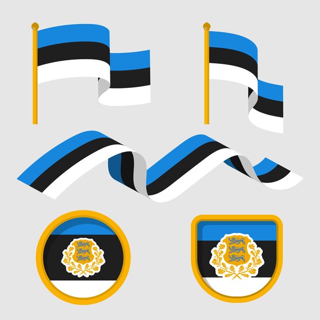 estonia flag and national emblems collection