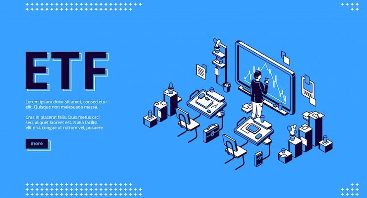 Free Vector etf isometric landing page, exchange traded fund