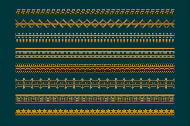 Ethnic boho style borders pattern set