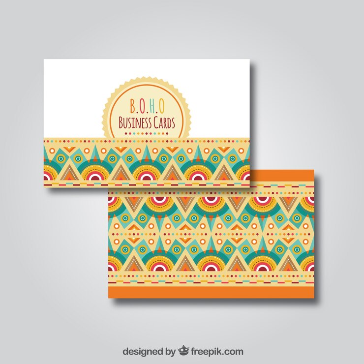 मुफ़्त वेक्टर ethnic business card with flat decoration
