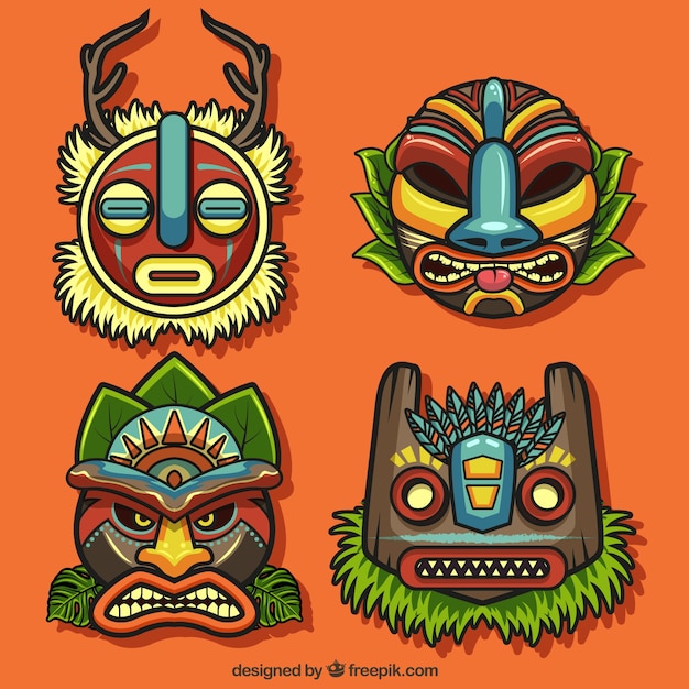 Ethnic collection of tiki masks