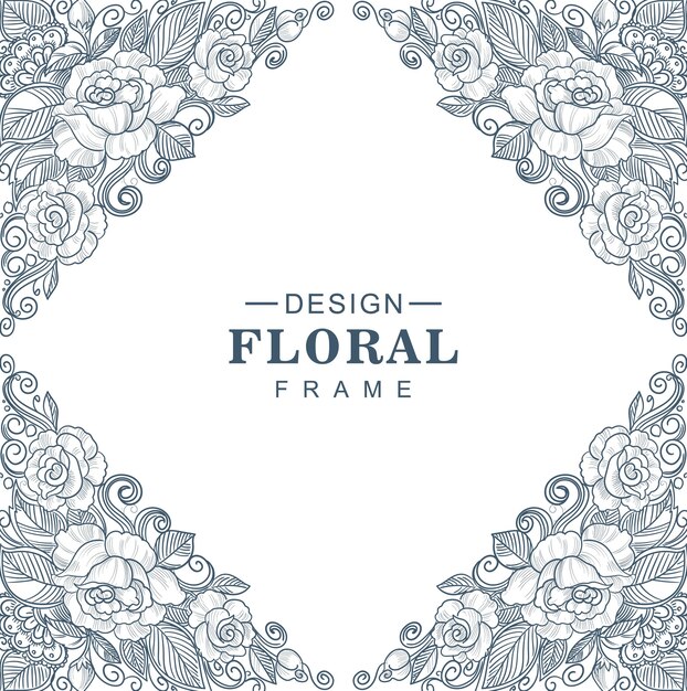 Ethnic decorative floral pattern frame design