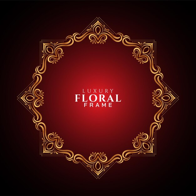 Ethnic golden frame design red background