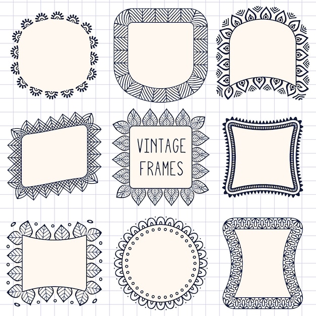 Free vector ethnic hand drawn vector line border set and hipster scribble design element