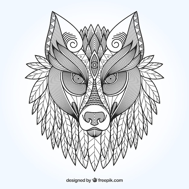 Ethnic ornamental wolf background