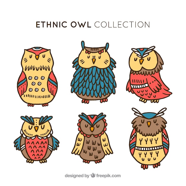 Ethnic owl set of six