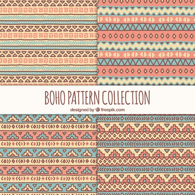 Ethnic patterns set of pastel colors