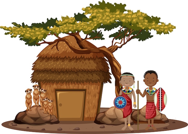 전통 의상을 입은 아프리카 부족의 민족