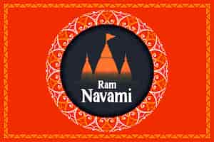 Vettore gratuito stile etnico felice ram navami festival sfondo