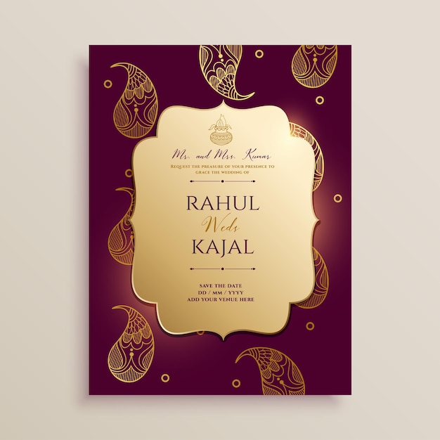 Ethnic style indian wedding card template design