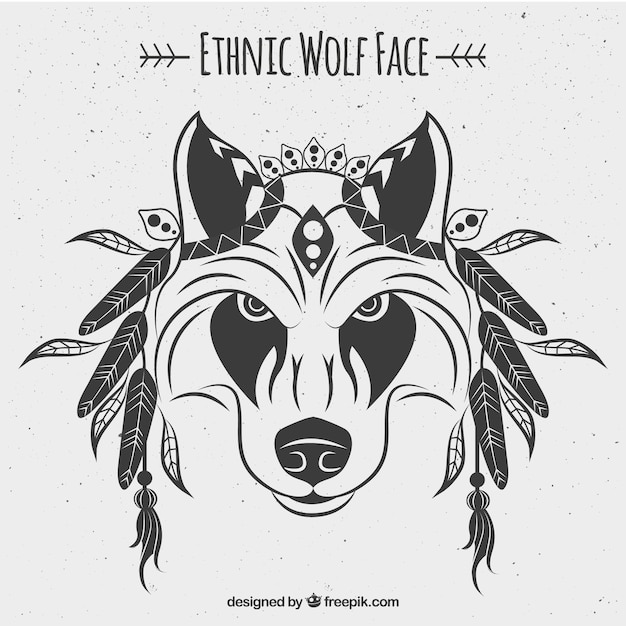 Free vector ethnic wolf face