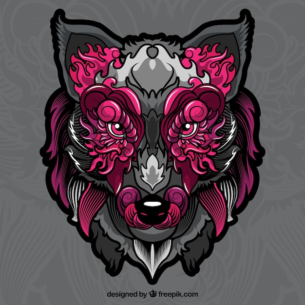 Ethnic wolf portrait