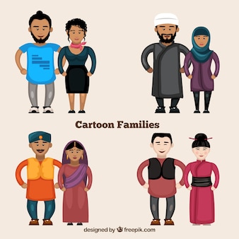Etniche famiglie cartoon