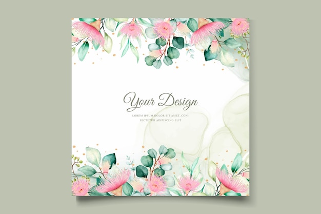 無料ベクター ユーカリの花の結婚式の招待カードセット