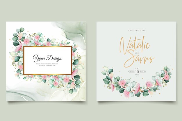 Eucalyptus flower wedding invitation card