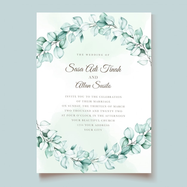 Eucalyptus wedding invitation card set