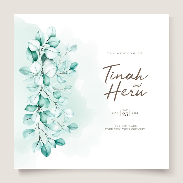 Free vector eucalyptus wedding invitation card set