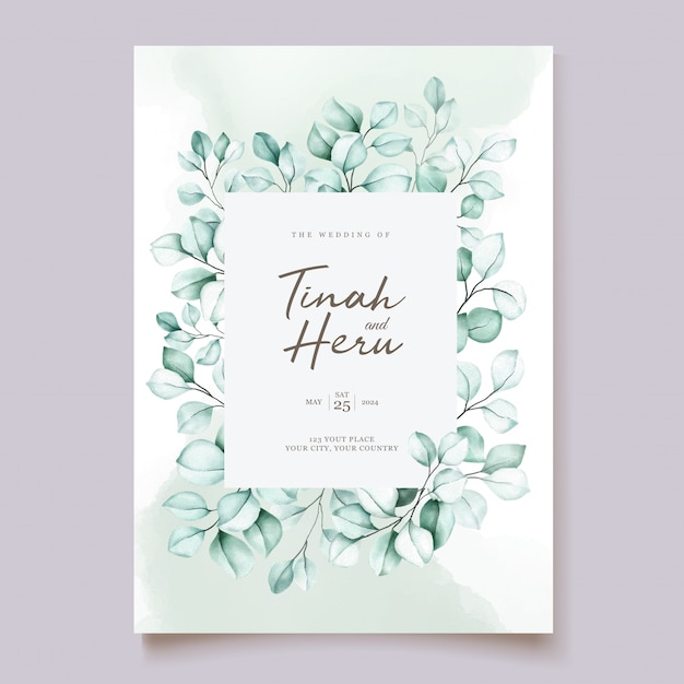 Free vector eucalyptus wedding invitation card set