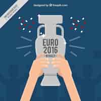 Free vector euro 2016 background of winner with a silver trophy