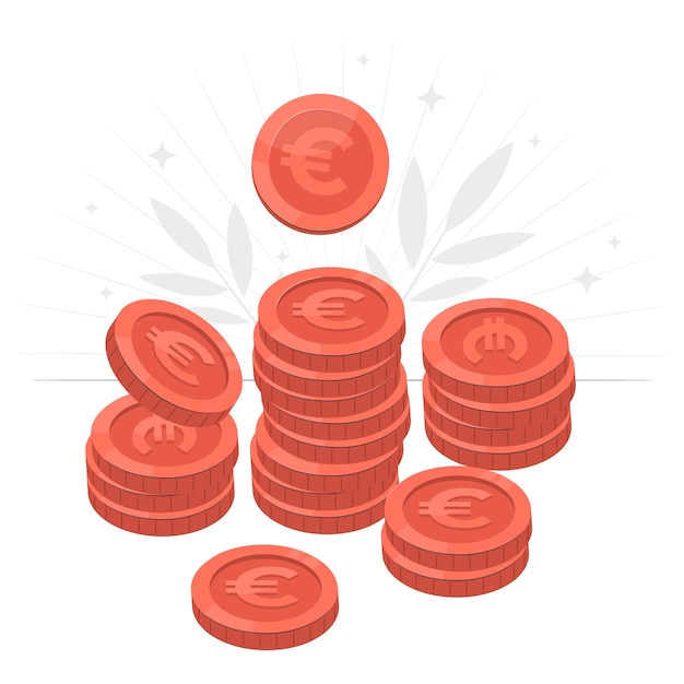 Free vector euro coins concept illustration