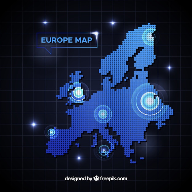 Europe map background with dots