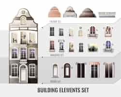 Free vector european building elements set