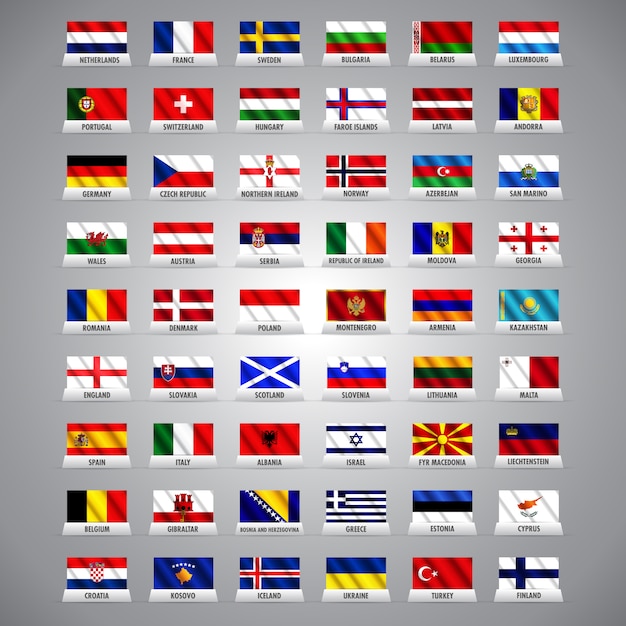 Premium Vector | European nations and country flags