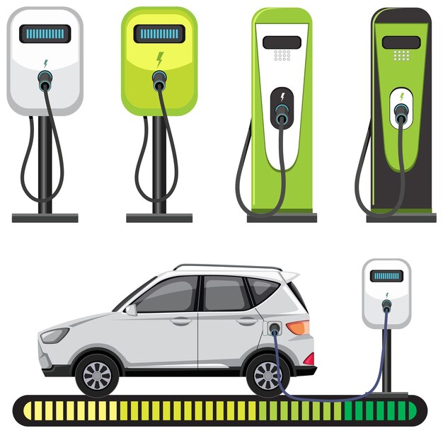 EV charging station with electric car collection