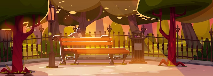 Free Vector evening park panorama