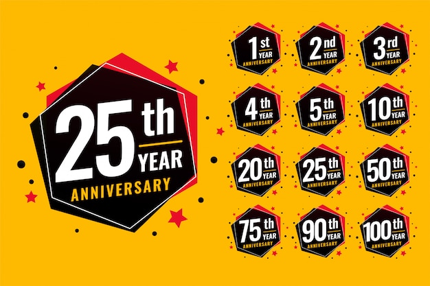 Free vector event festive anniversary labels set