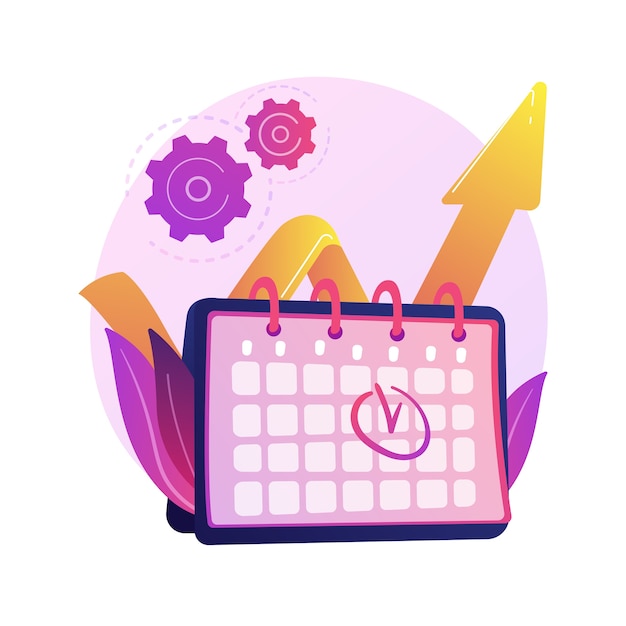 Free vector event management. performance efficiency, time optimization, reminder. task and project deadline flat design element. appointment date reminding.