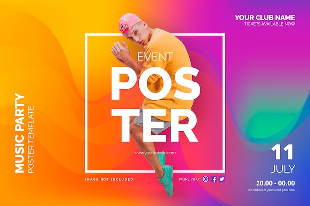 Event poster template with abstract shapes