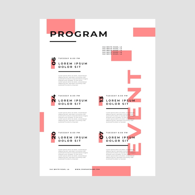Free Vector event programming poster template