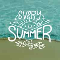 Free vector every summer has a story lettering with photo