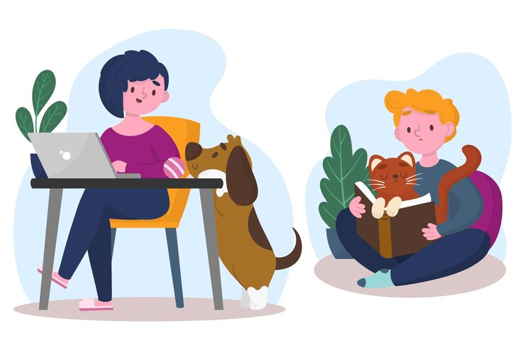 Free Vector everyday scenes with pets illustration