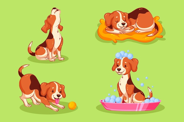 Free vector everyday scenes with pets