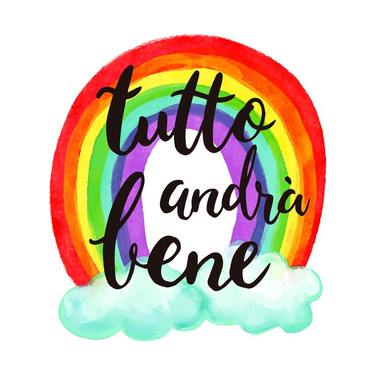 मुफ़्त वेक्टर everything will be ok lettering in italian