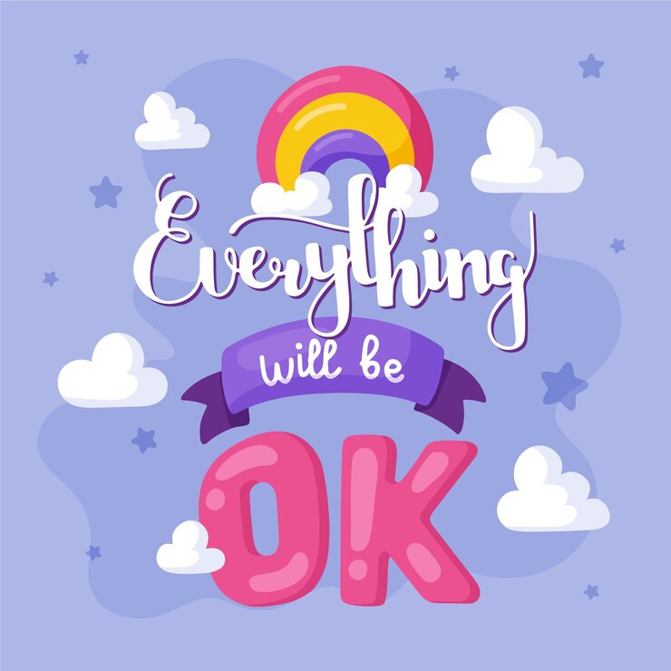 मुफ़्त वेक्टर everything will be ok lettering style