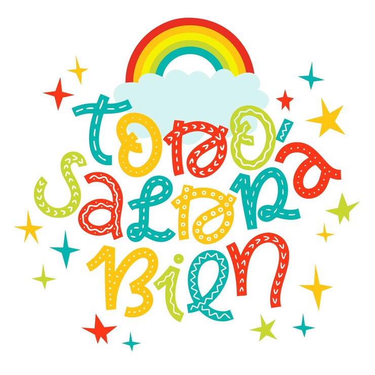 मुफ़्त वेक्टर everything will be ok lettering with a rainbow