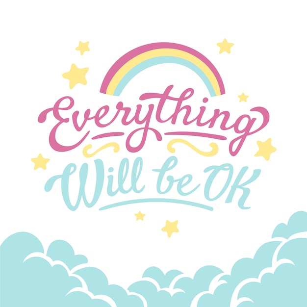 Free vector everything will be ok lettering