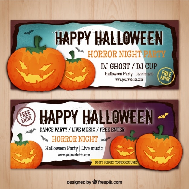 Free vector evil pumpkins banners