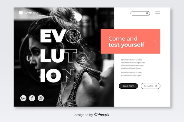 Free vector evolution gym promotion landing page