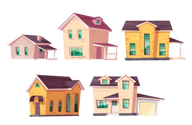 Free vector evolution house architecture housing progress set