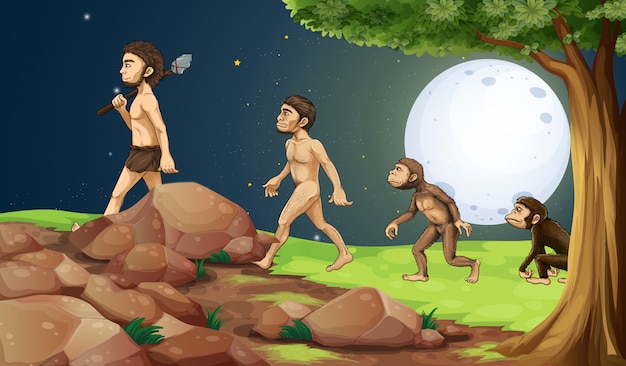 Free vector evolution of man in the hilltop