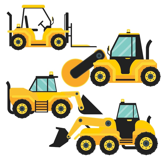 Free vector excavator collection elements concept